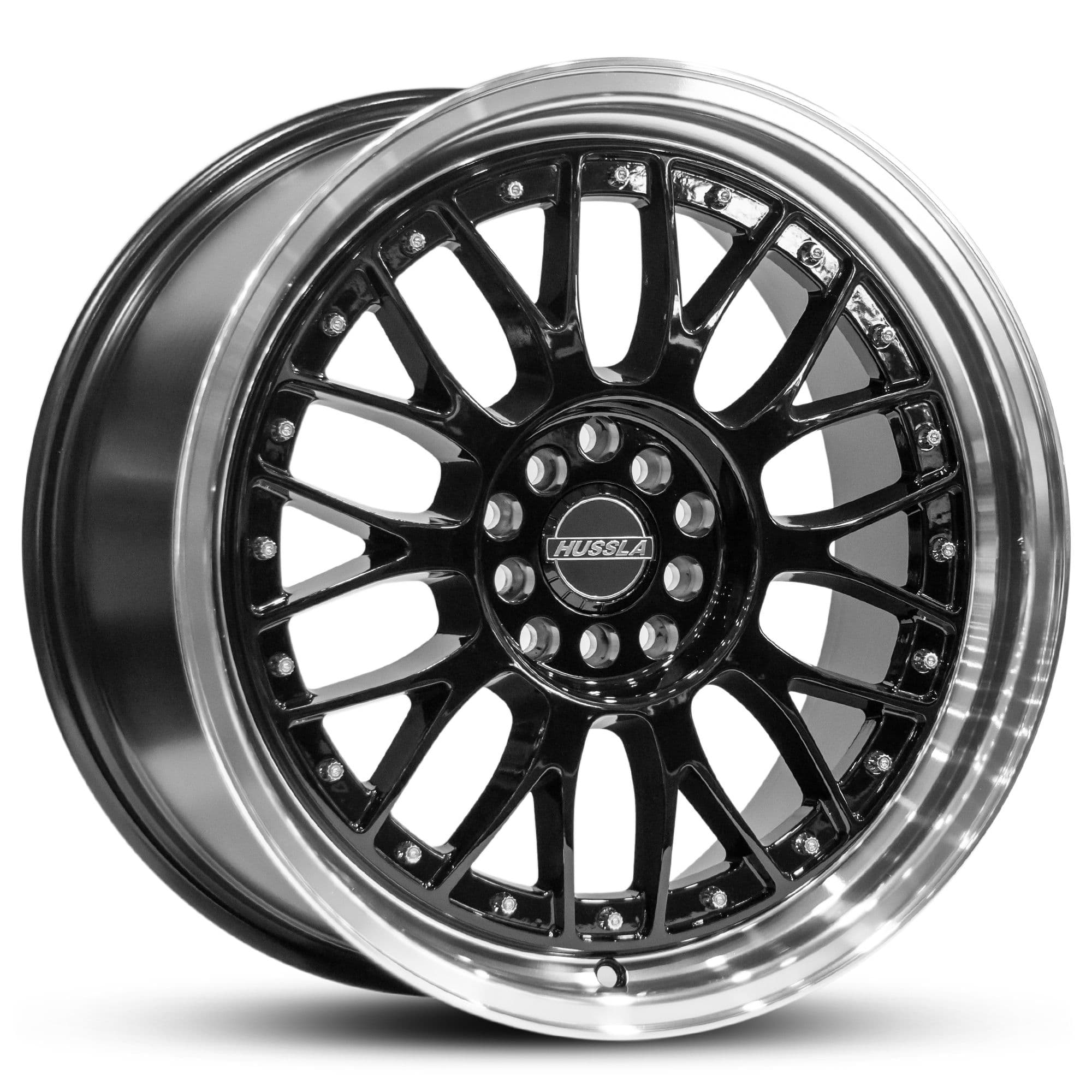 Hussla 021 Gloss Black Machined Lip 18x8.5
