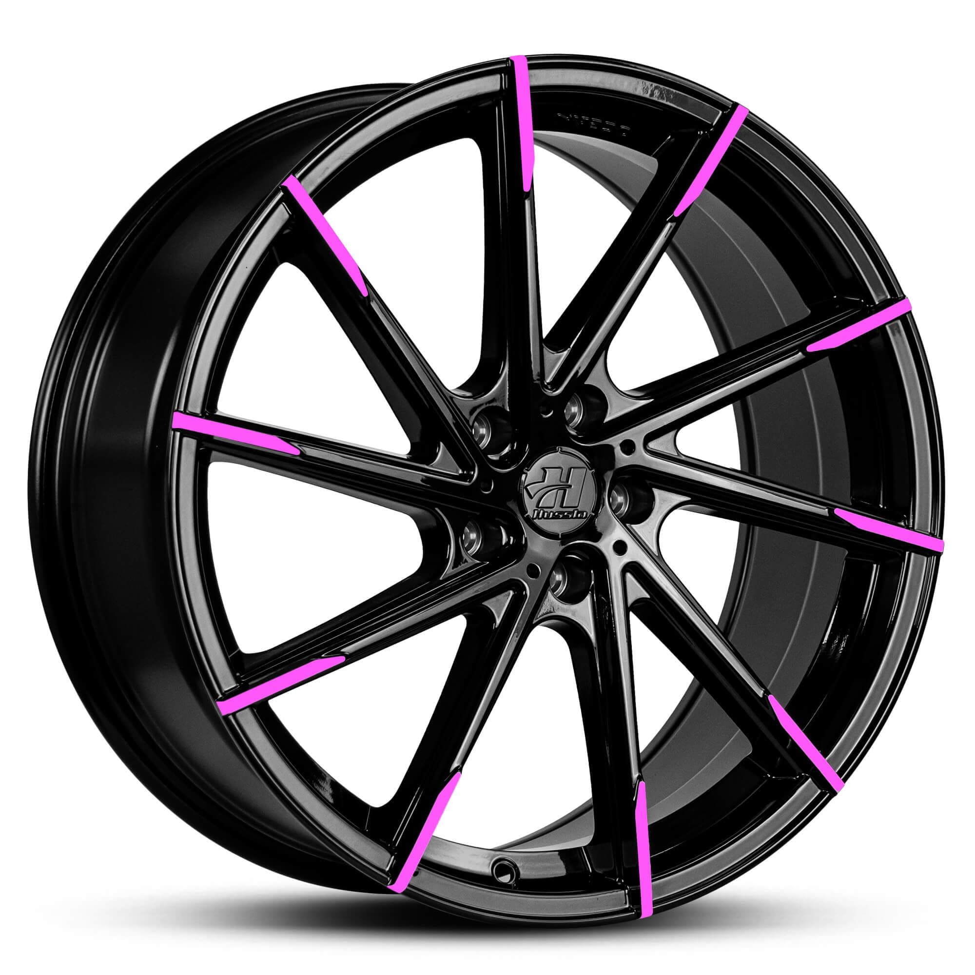 Hussla Alz Gloss Black Bright Pink Tips 20x10