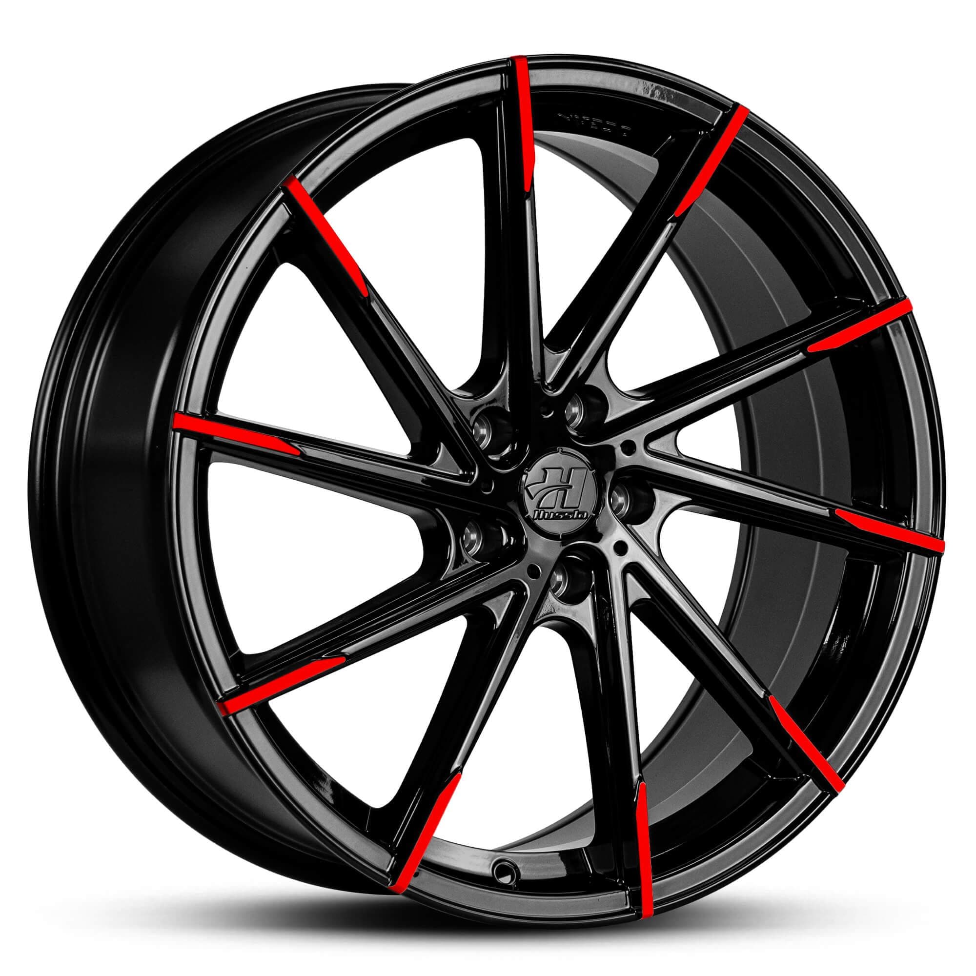 Wheel HUSSLA ALZ GLOSS BLACK RED TIPS