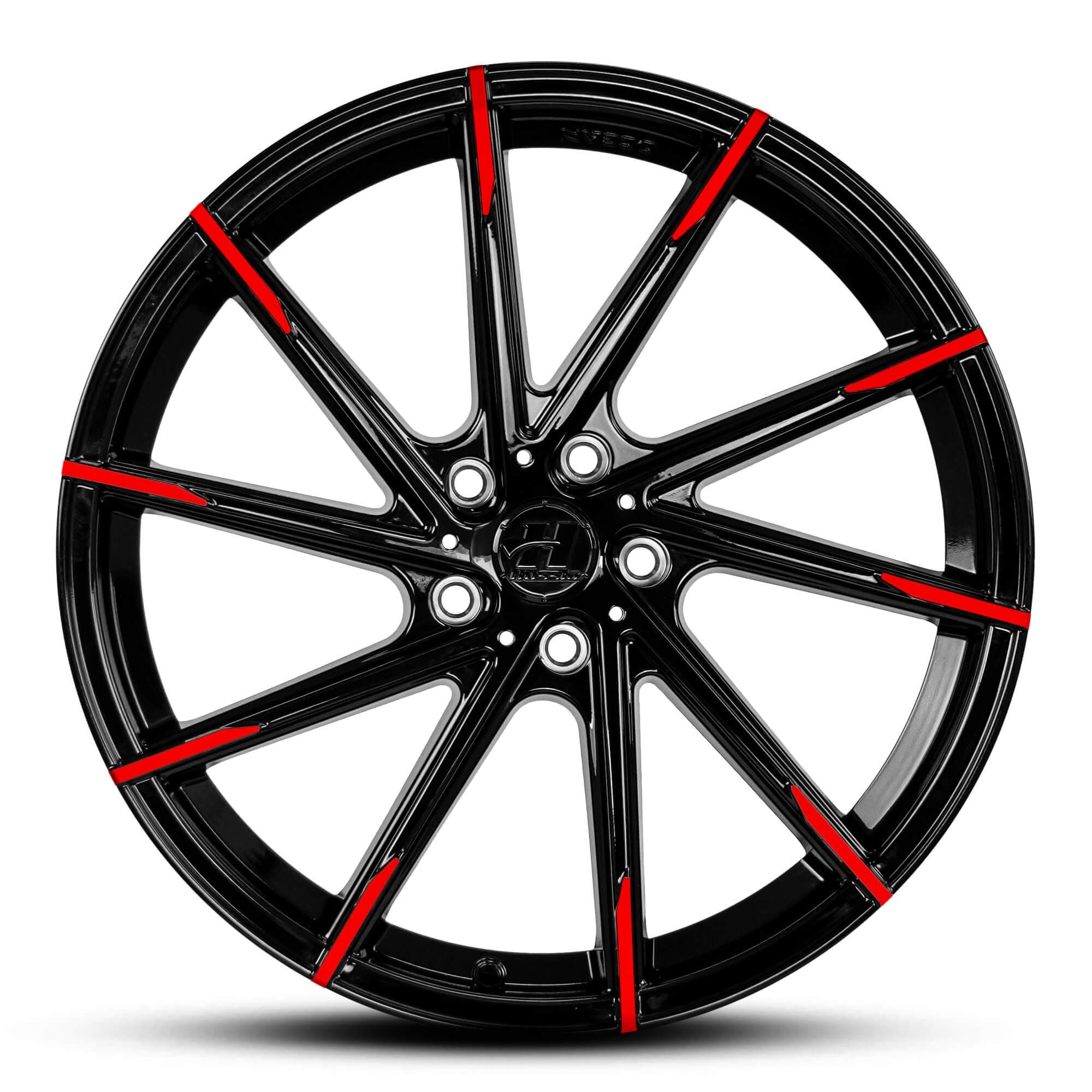 Wheel HUSSLA ALZ GLOSS BLACK RED TIPS