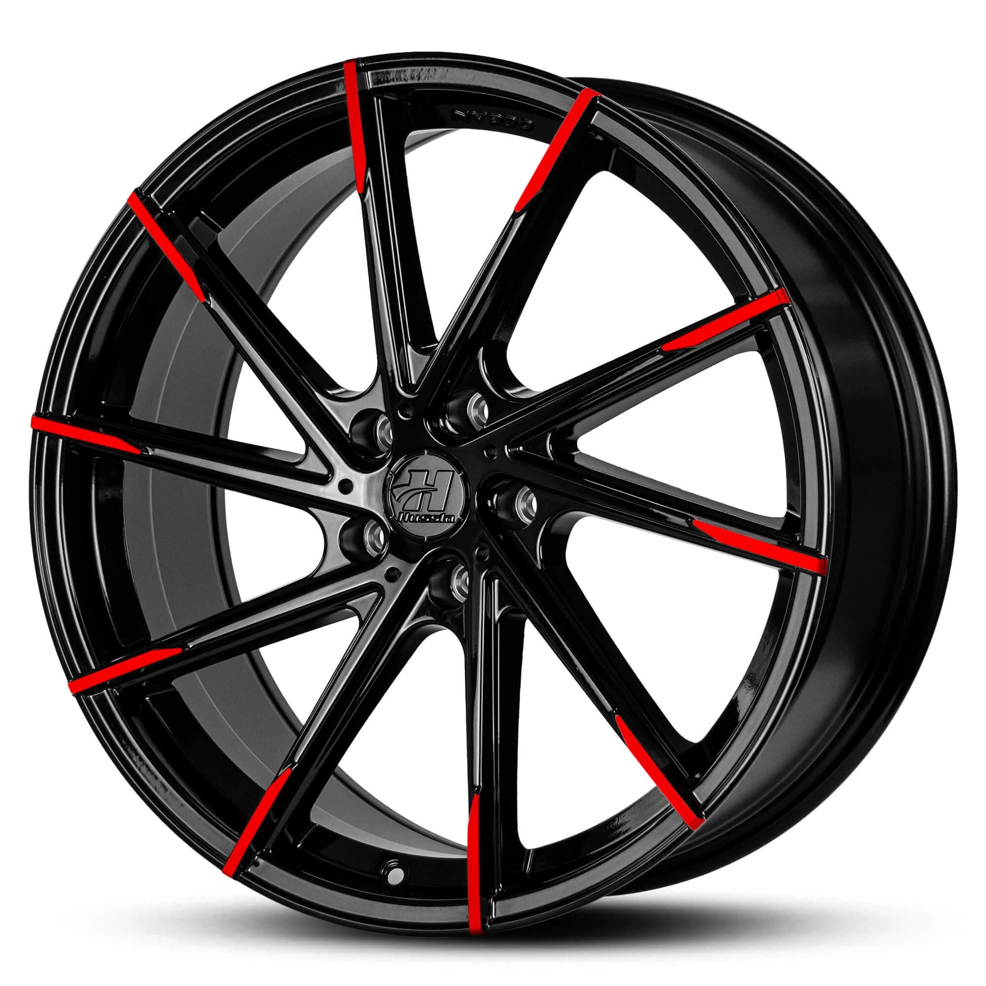 Wheel HUSSLA ALZ GLOSS BLACK RED TIPS