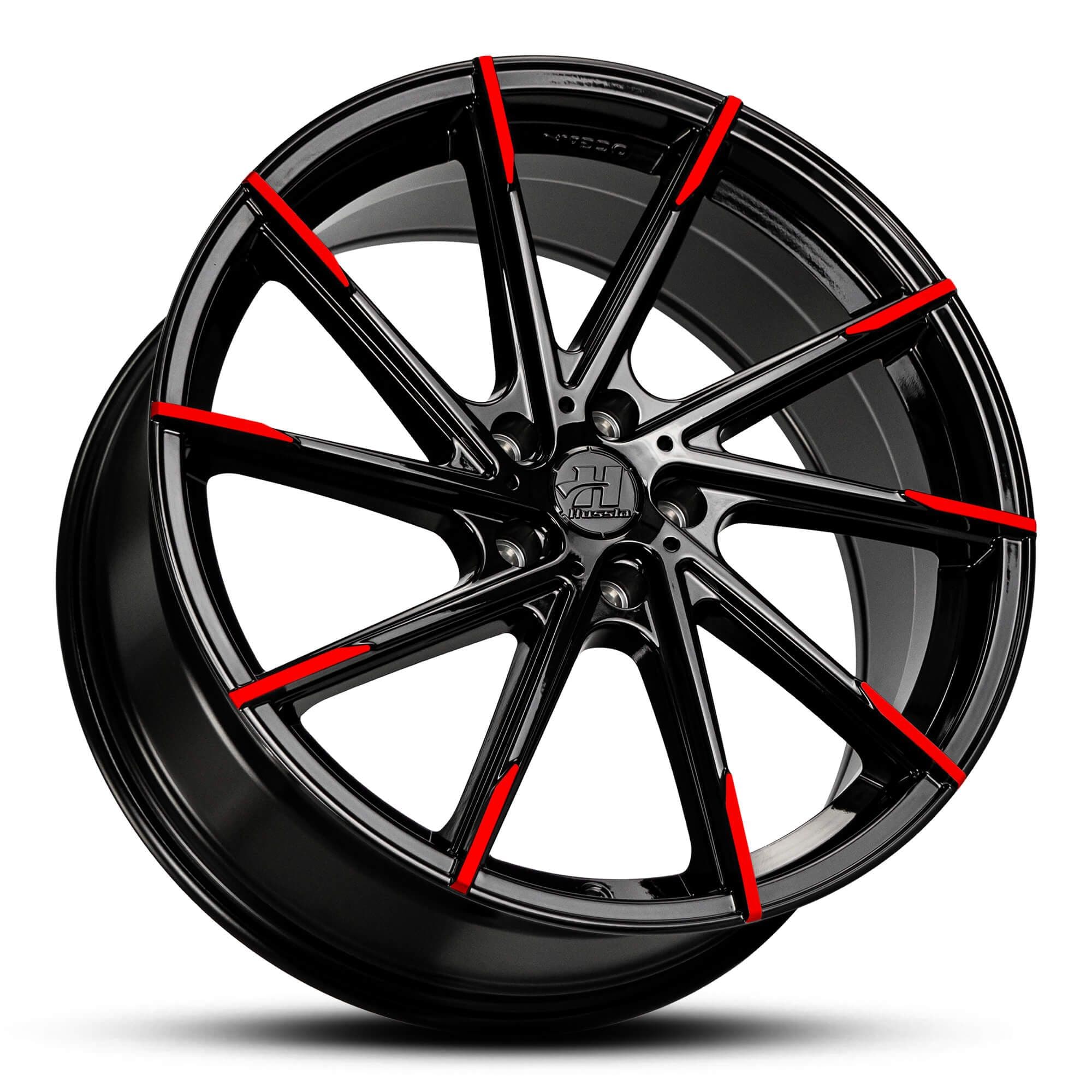 Wheel HUSSLA ALZ GLOSS BLACK RED TIPS