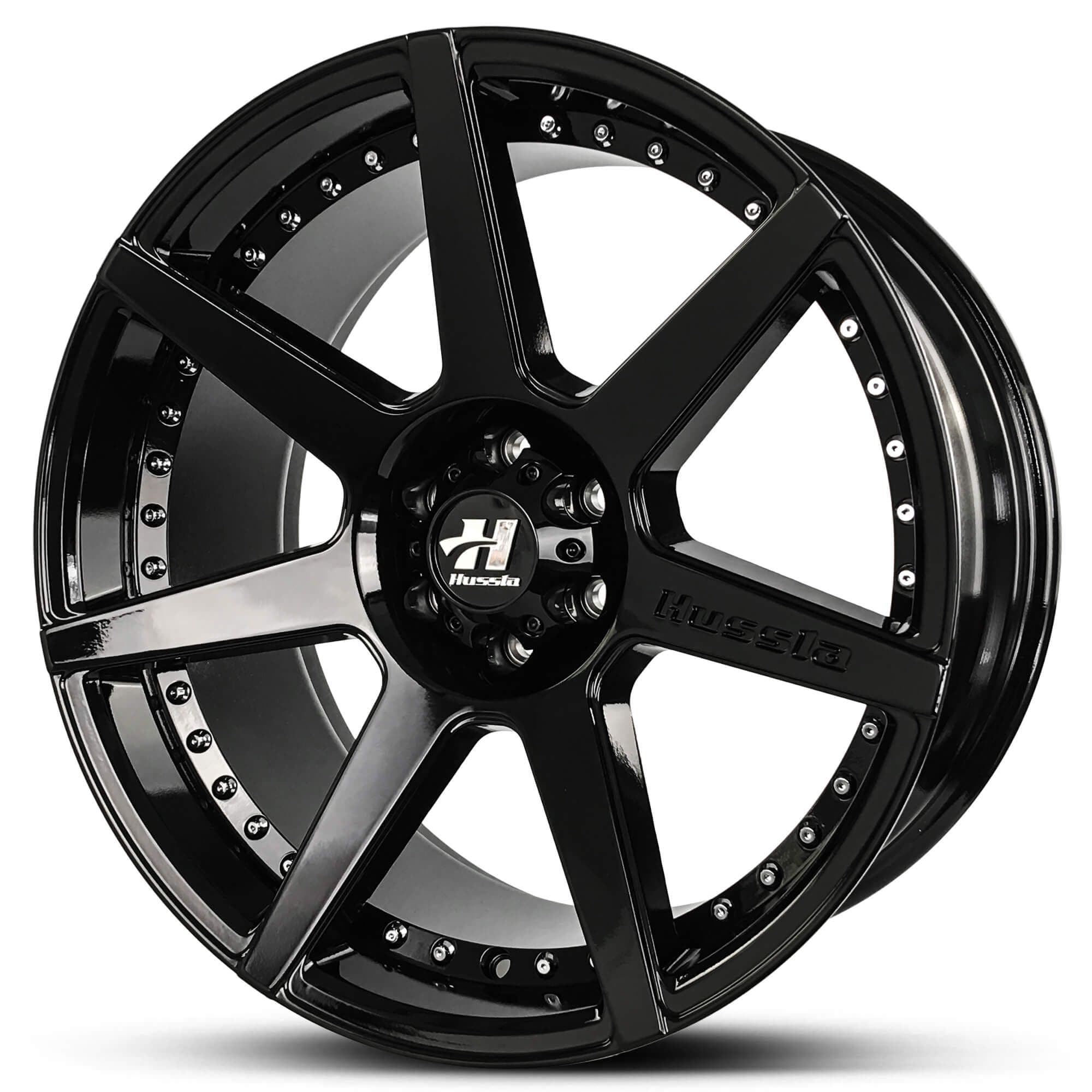 Wheel HUSSLA DYNASTY GLOSS BLACK CHROME BOLTS