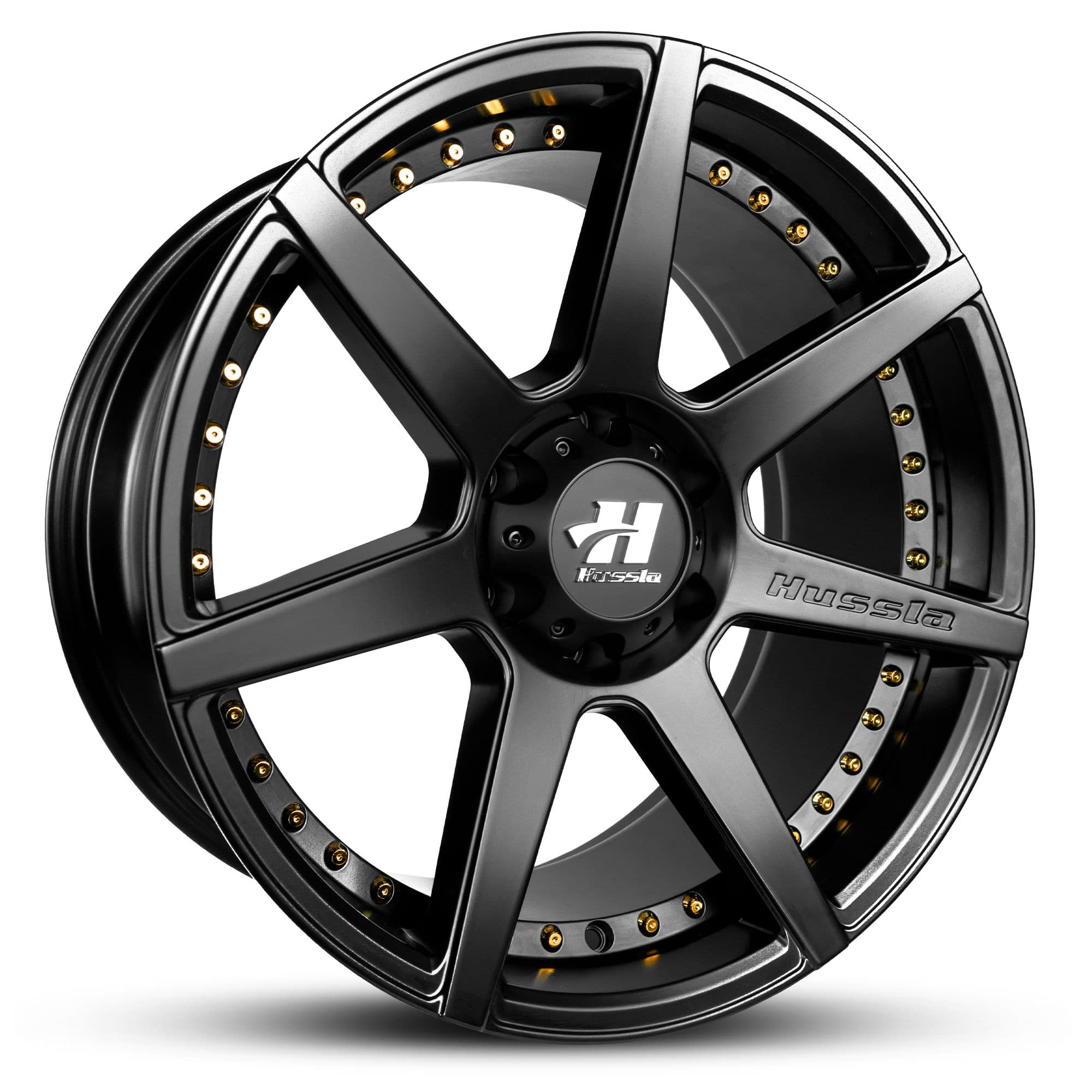 Hussla Dynasty Matte Black Gold Rivets 20x9.5