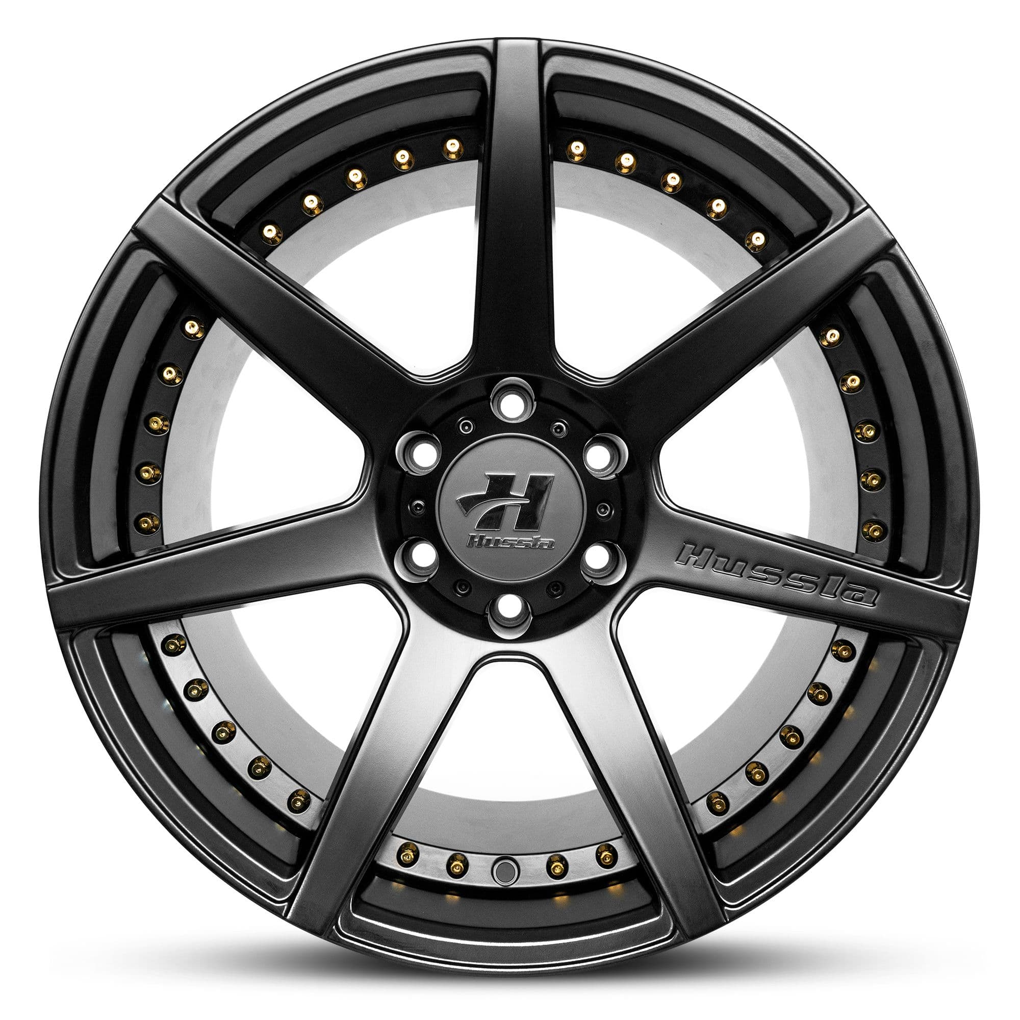 Wheel HUSSLA DYNASTY MATTE BLACK GOLD RIVETS