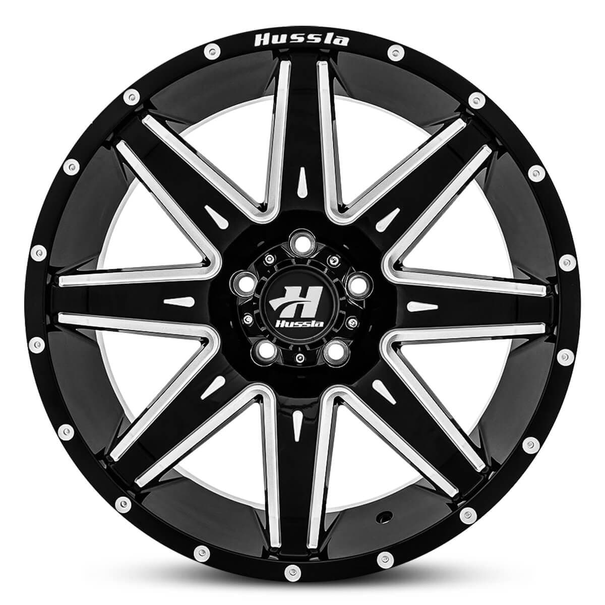 Wheel HUSSLA GATLING GLOSS BLACK MILLED SPOKES