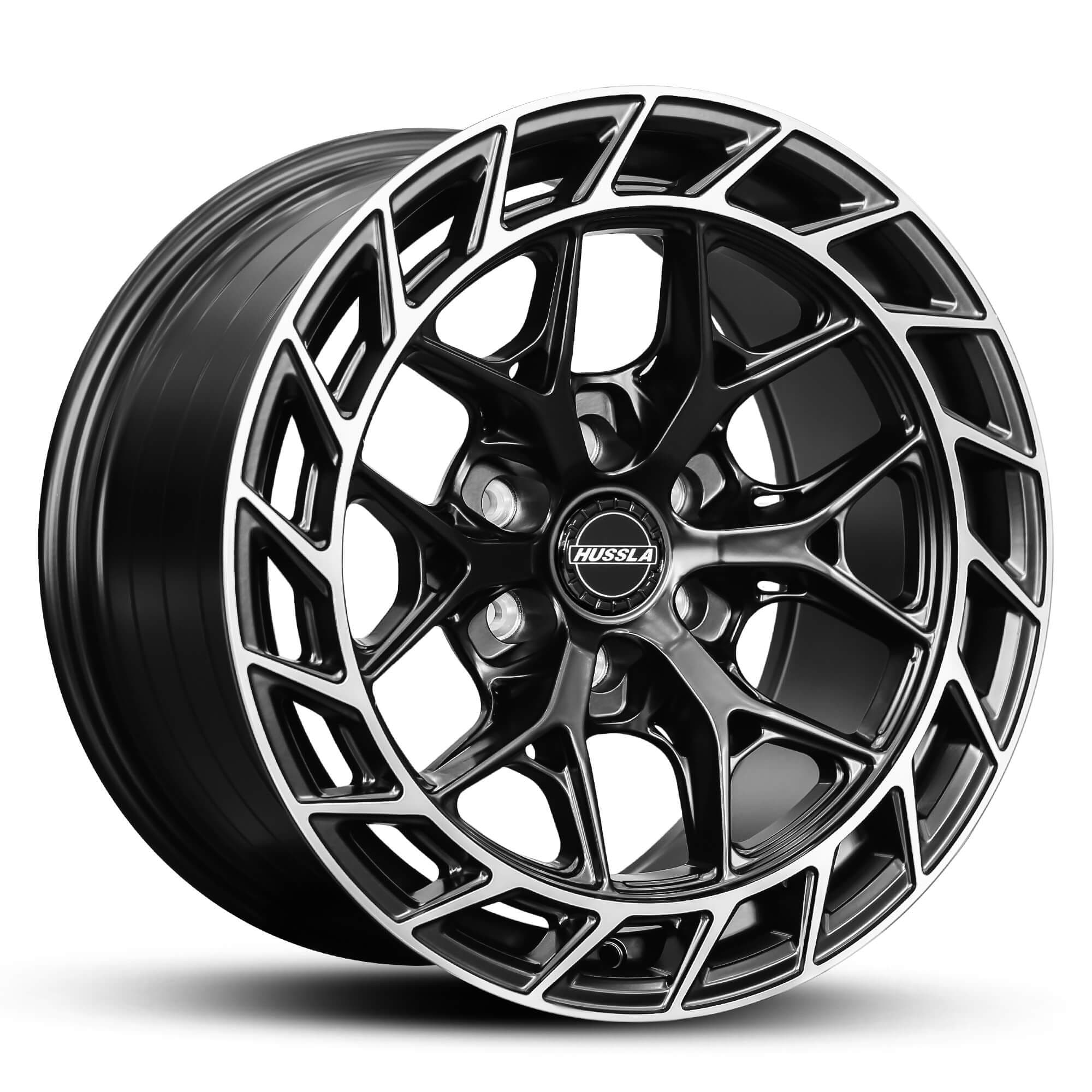 Wheel HUSSLA GUNNER SATIN BLACK POLISHED LIP