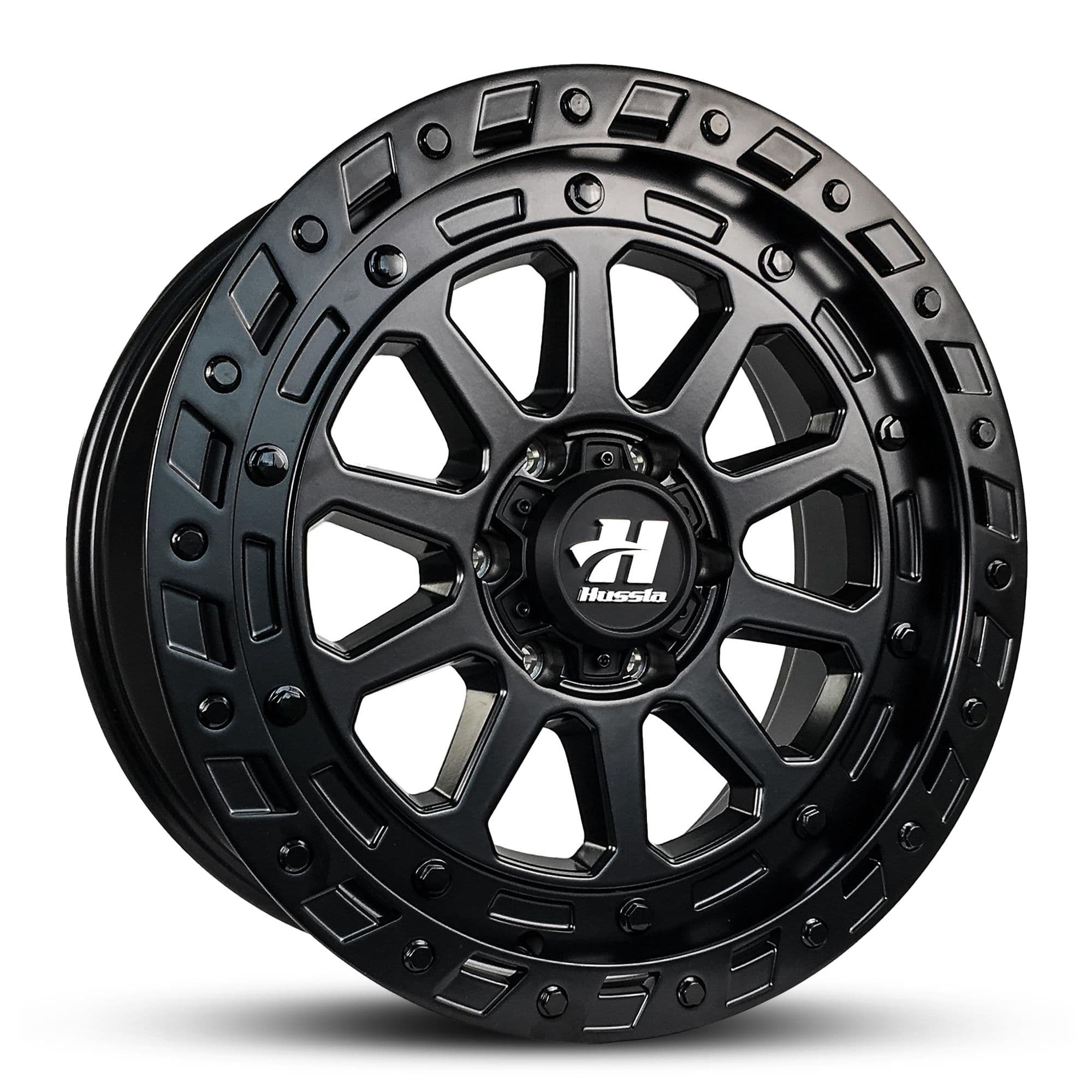 Hussla Invador Full Matte Black Black Bolts 20x9