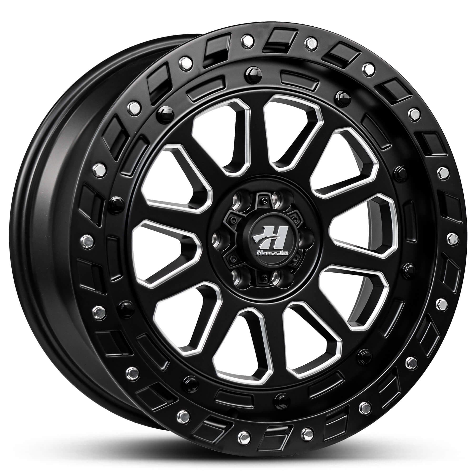 Wheel HUSSLA INVADOR MATTE BLACK MILLED SPOKES CHROME BOLTS 20