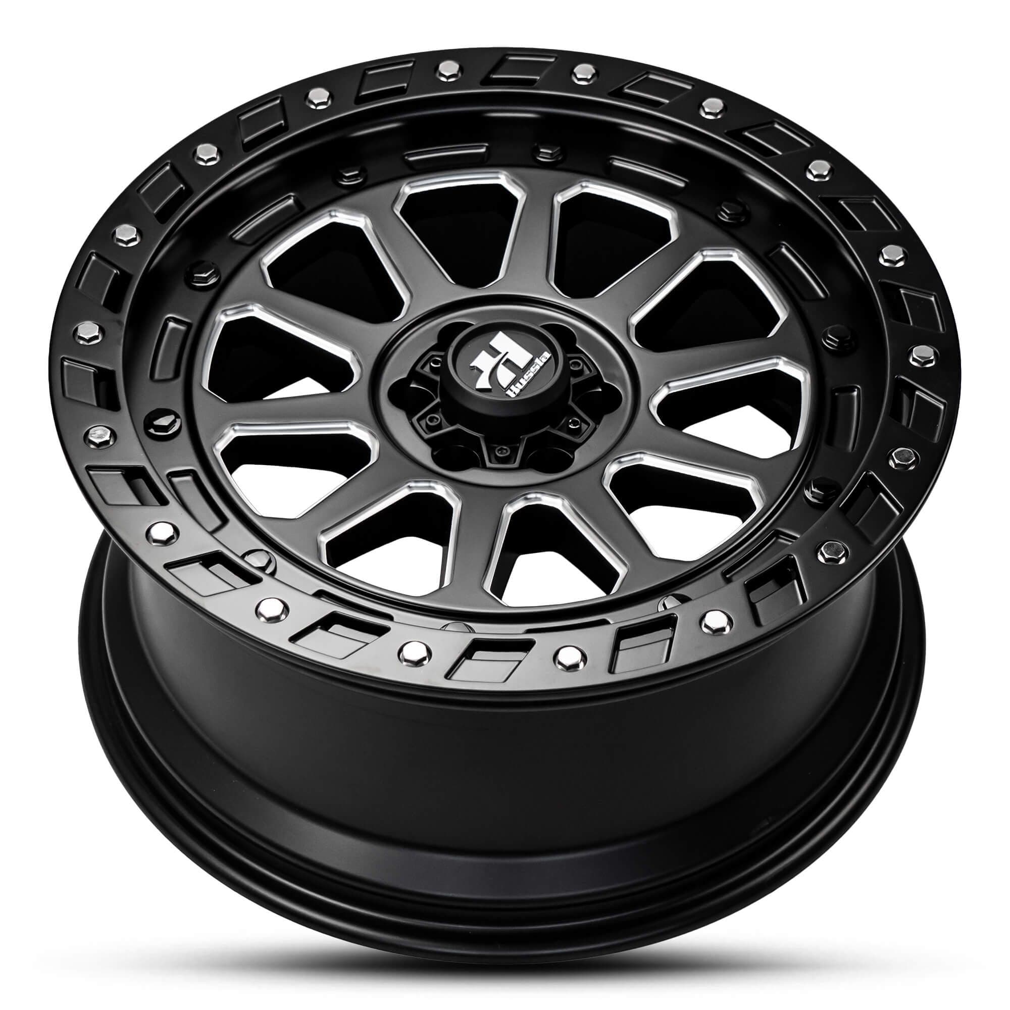 Wheel HUSSLA INVADOR MATTE BLACK MILLED SPOKES CHROME BOLTS 20