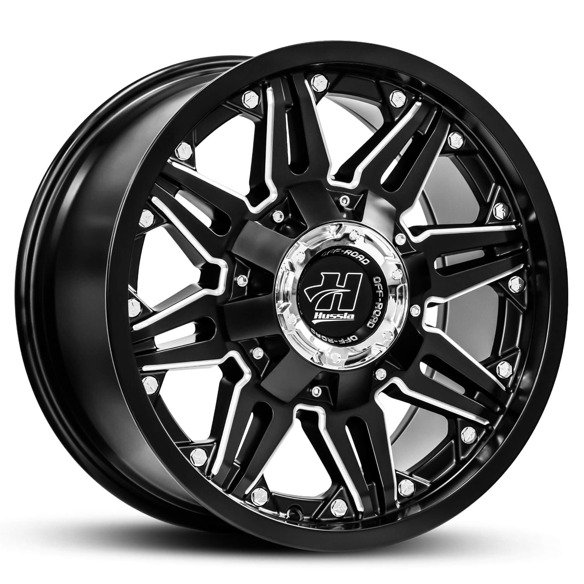 Wheel HUSSLA MILITARY MATTE BLACK MILLED SPOKES