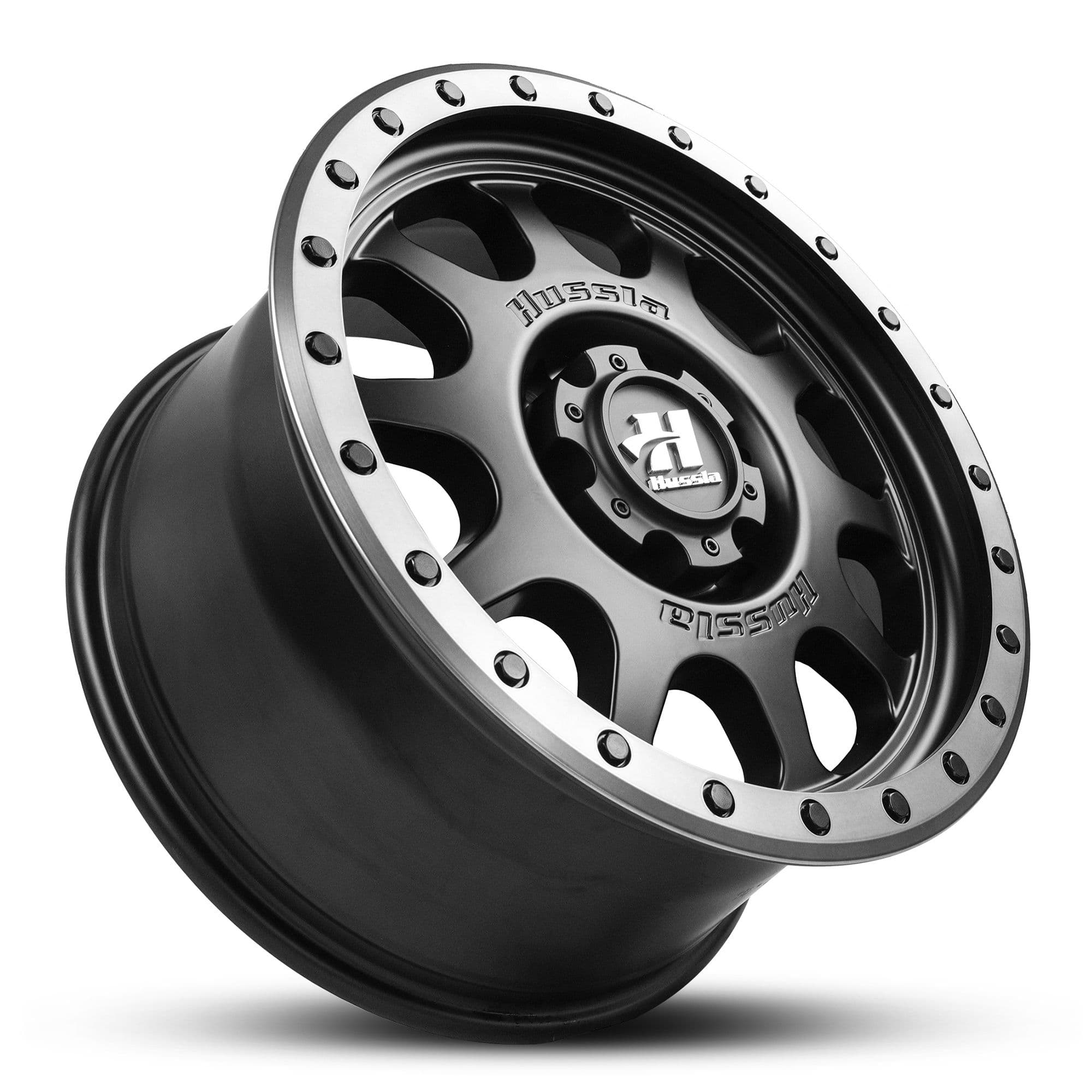 Wheel HUSSLA RAPTOR MATTE BLACK DARK TINT LIP BLACK BOLTS