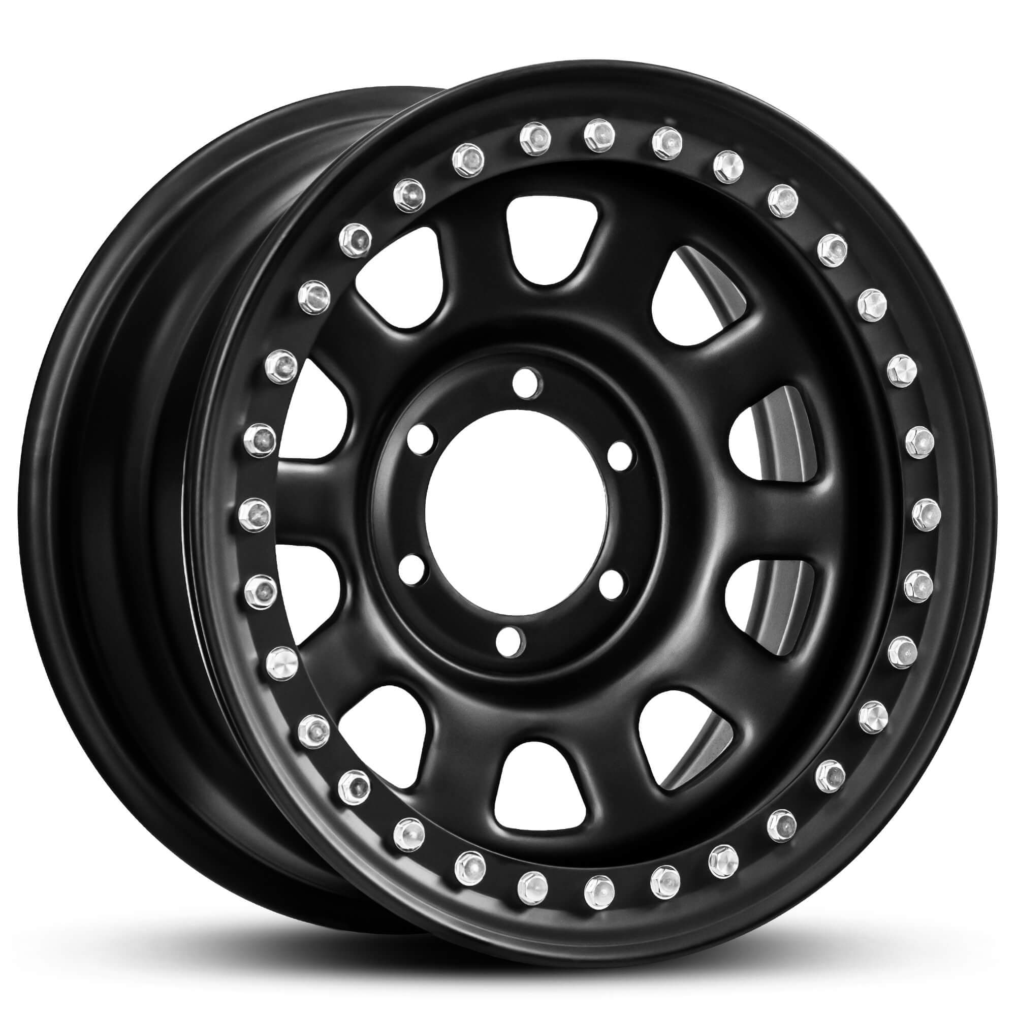 Wheel HUSSLA REVOLUTION STEEL MATTE BLACK CHROME BOLTS