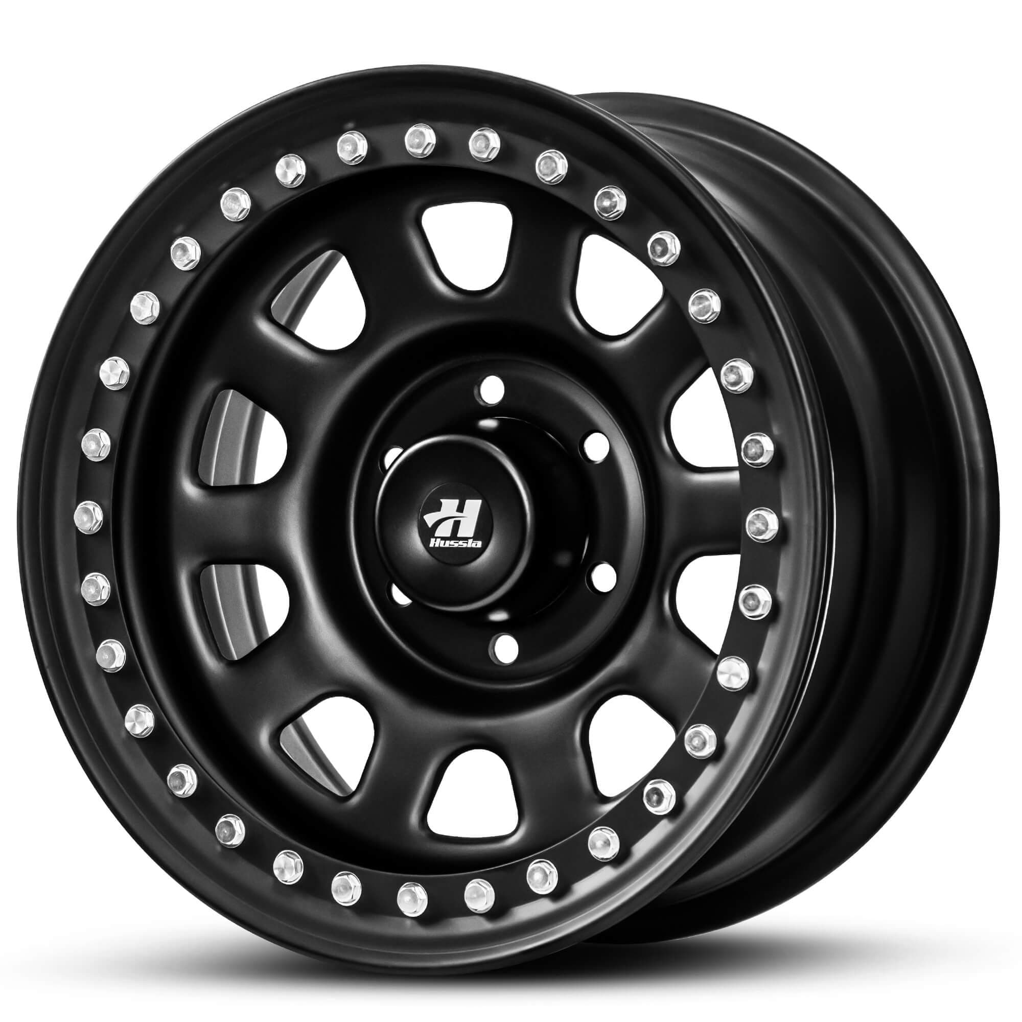 Wheel HUSSLA REVOLUTION STEEL MATTE BLACK CHROME BOLTS