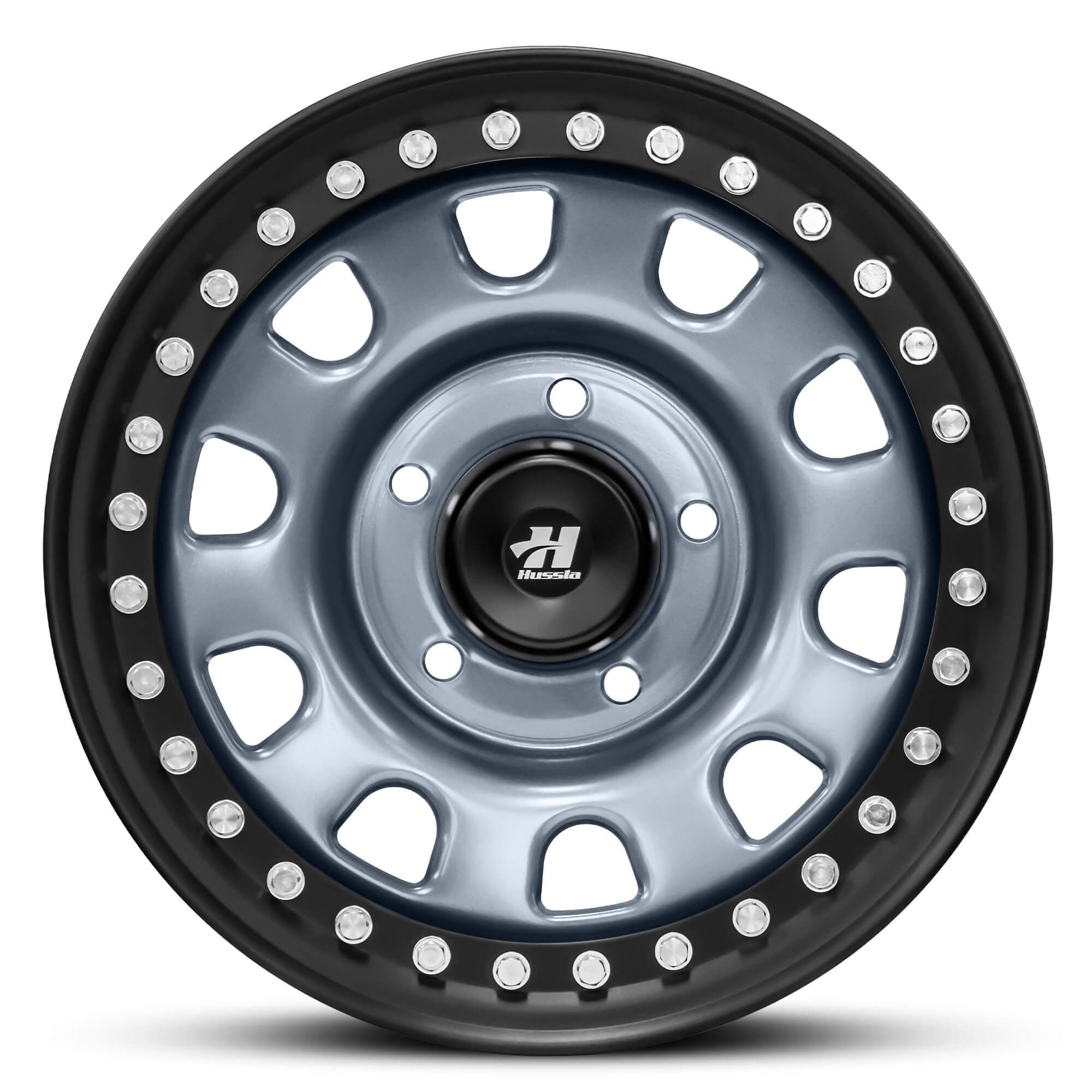 Wheel HUSSLA REVOLUTION STEEL MATTE GREY BLACK LIP CHROME BOLTS