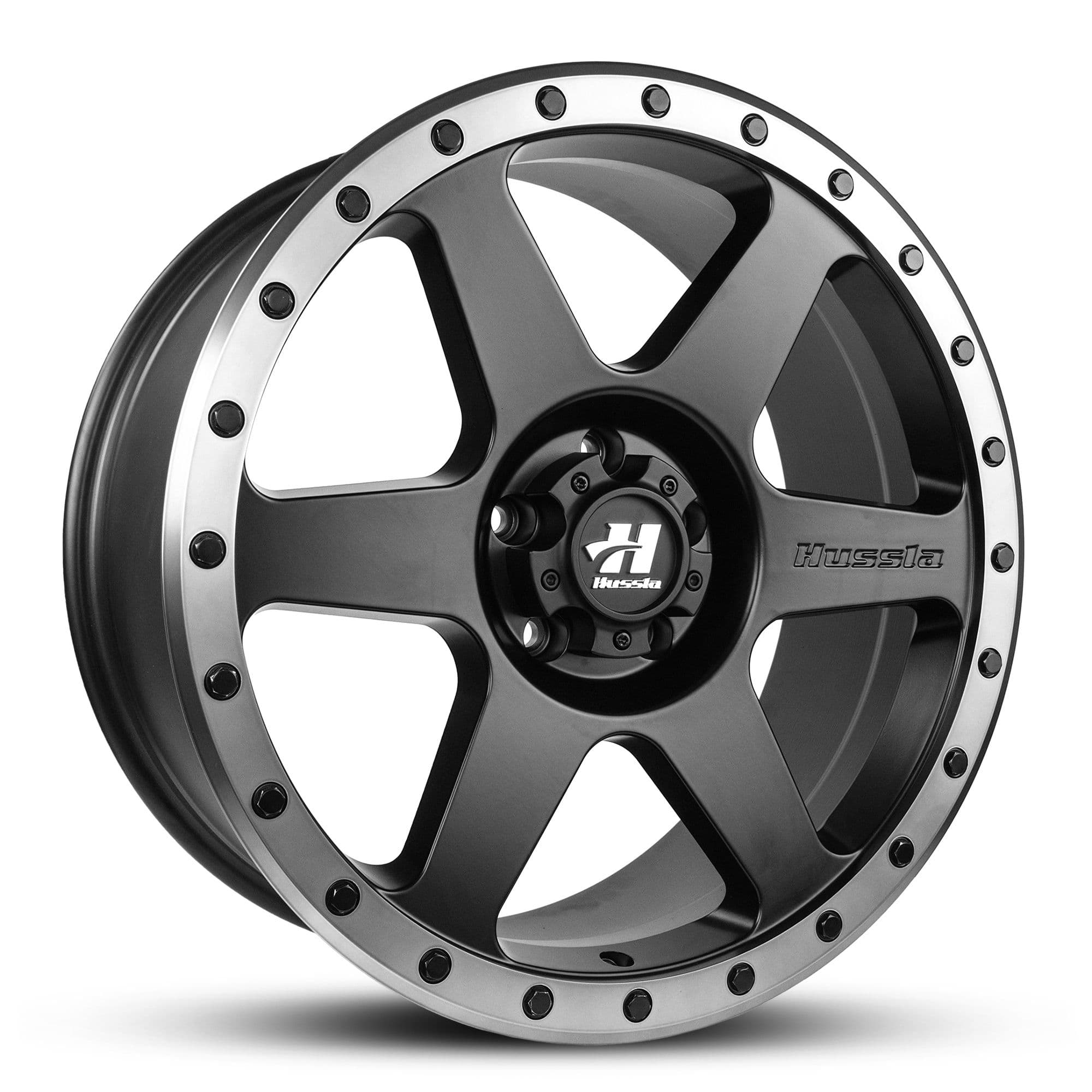 Hussla Spitfire Matte Black Dark Tint Lip Black Bolts 20x9