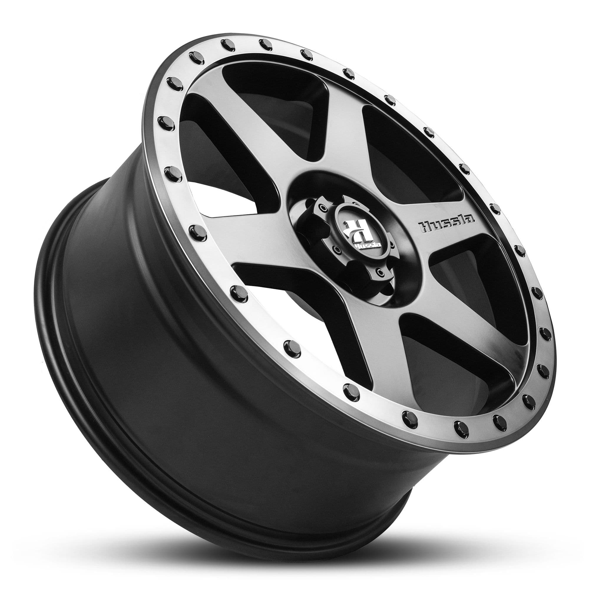 Wheel HUSSLA SPITFIRE MATTE BLACK DARK TINT LIP BLACK BOLTS