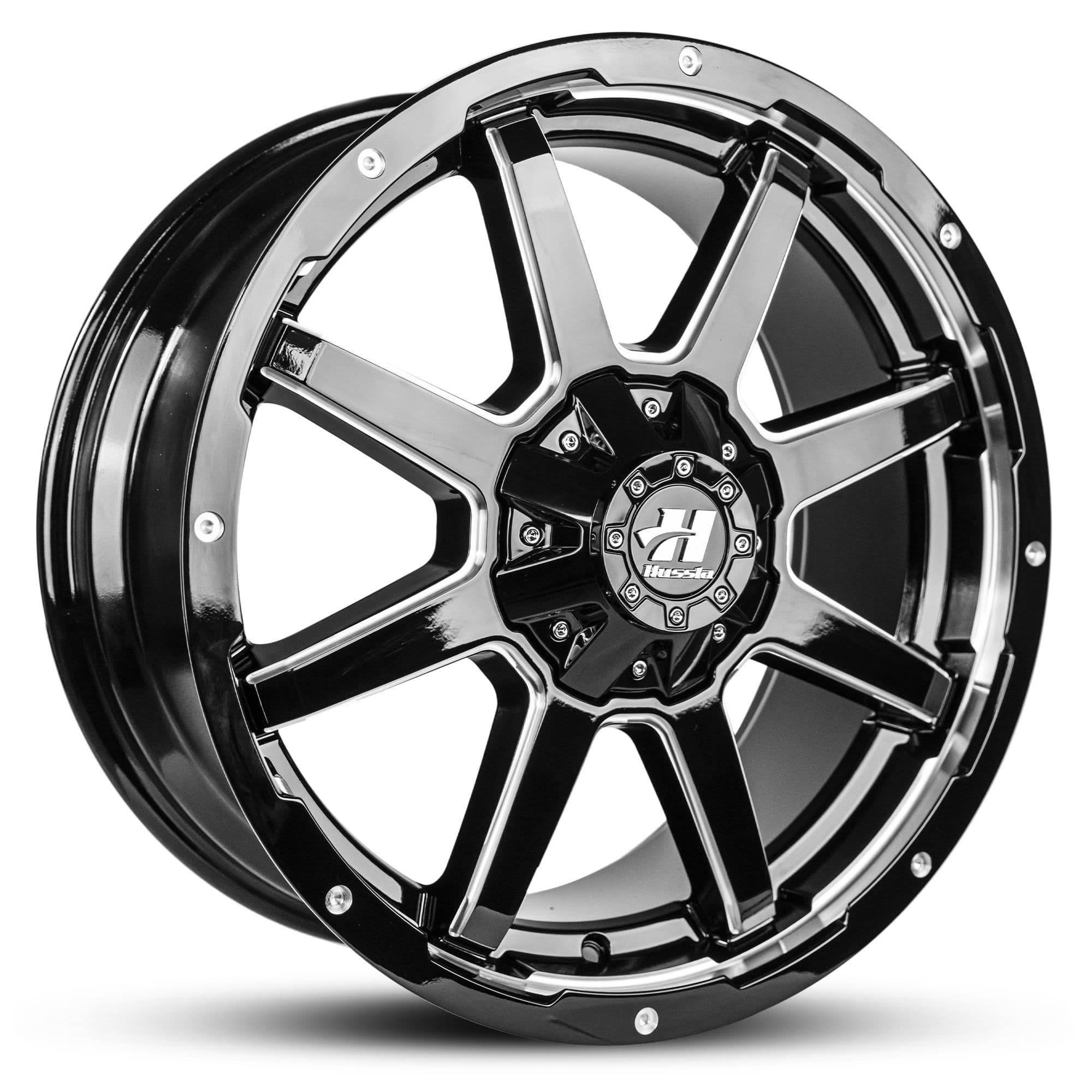 Hussla Stealth Gloss Black Milled Spokes 20x10
