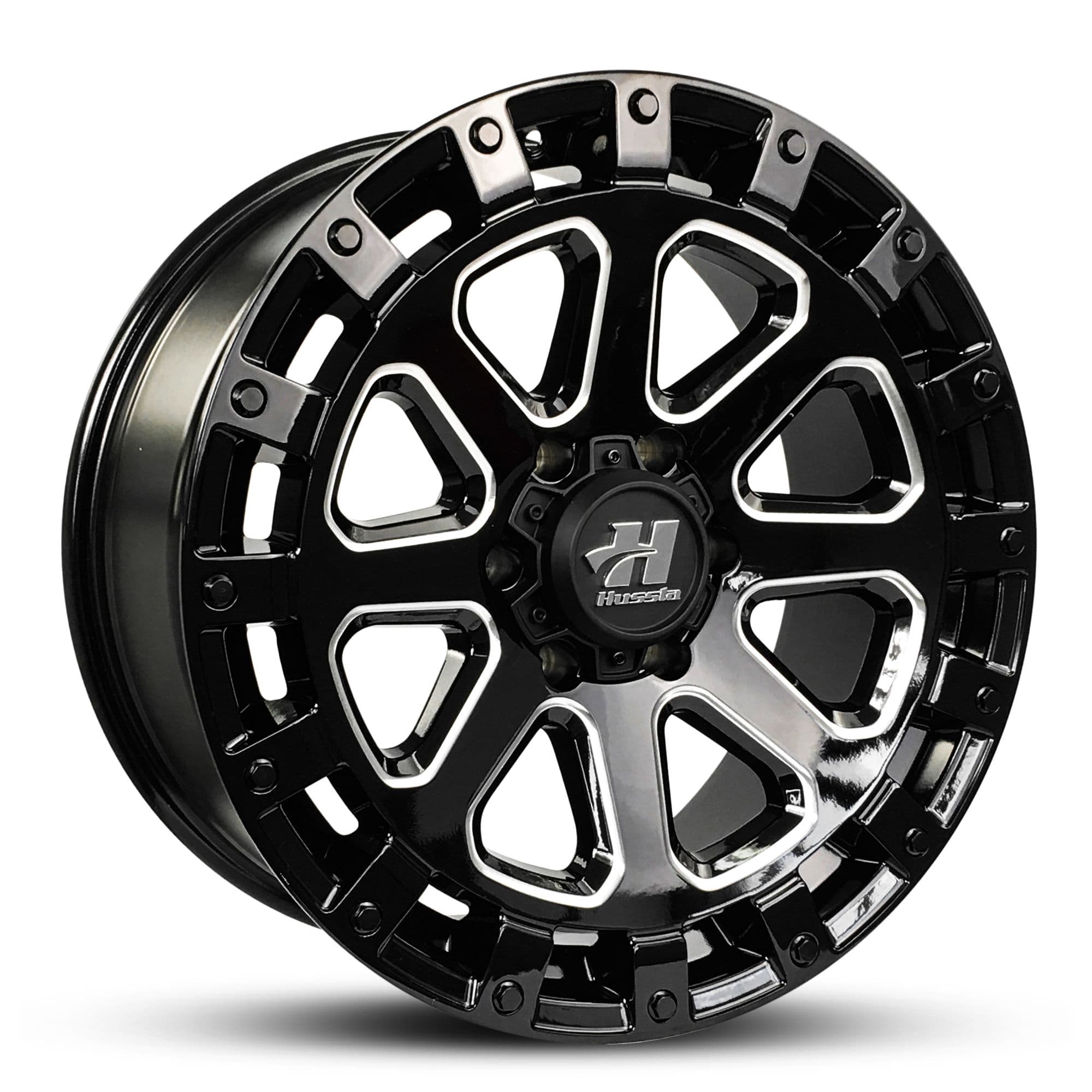 Hussla Take Over Gloss Black Milled Spokes Black Bolts 17x9