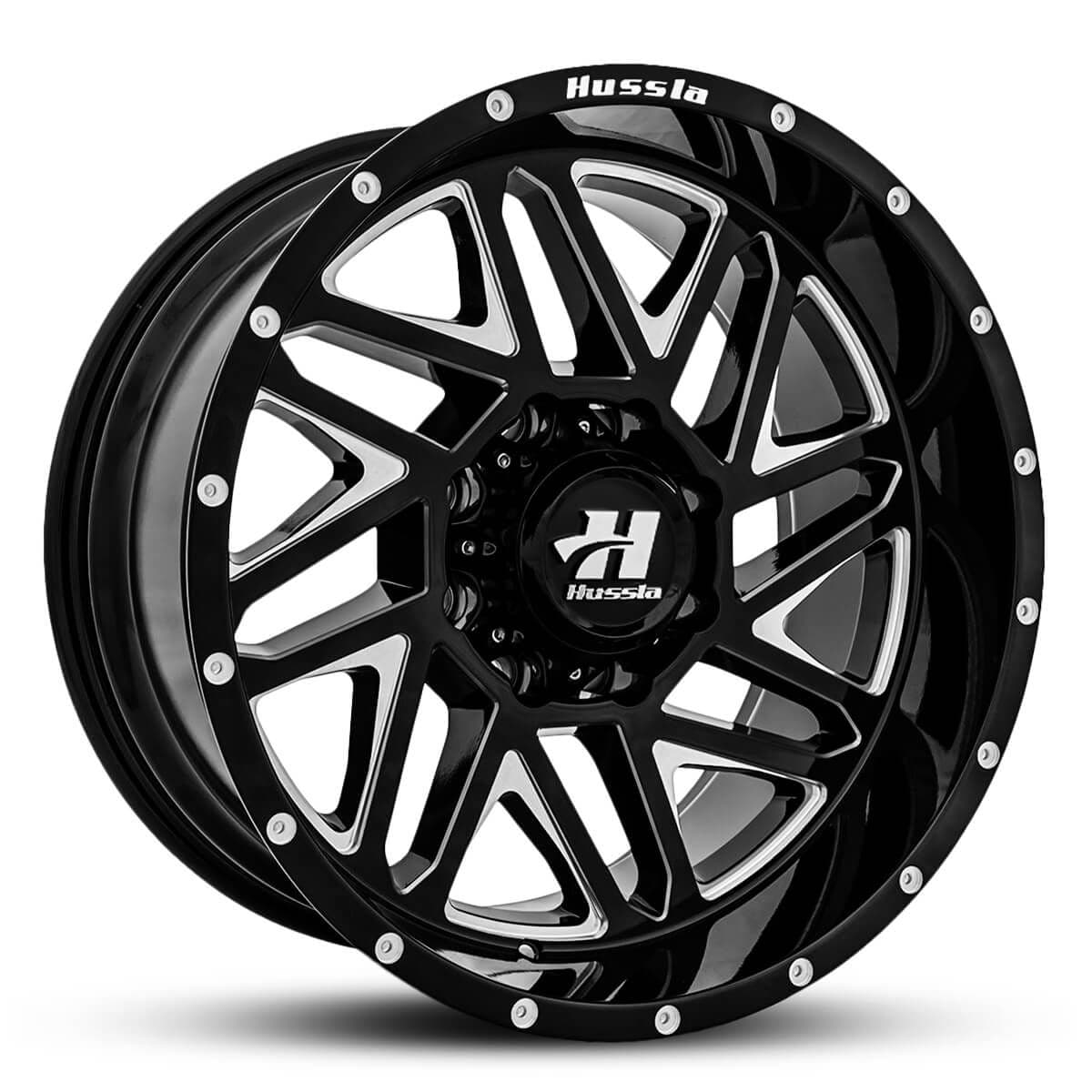 Hussla Tomahawk Gloss Black Milled 20x12