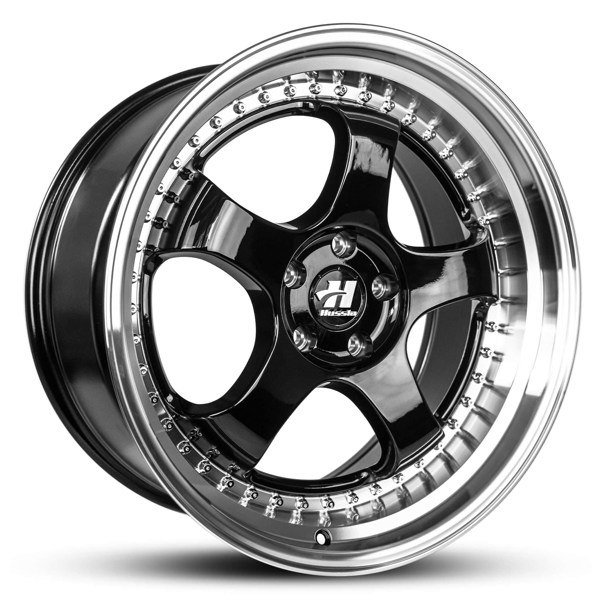 Hussla Zen Gloss Black Chrome Rivets Machined Lip 19x9.5