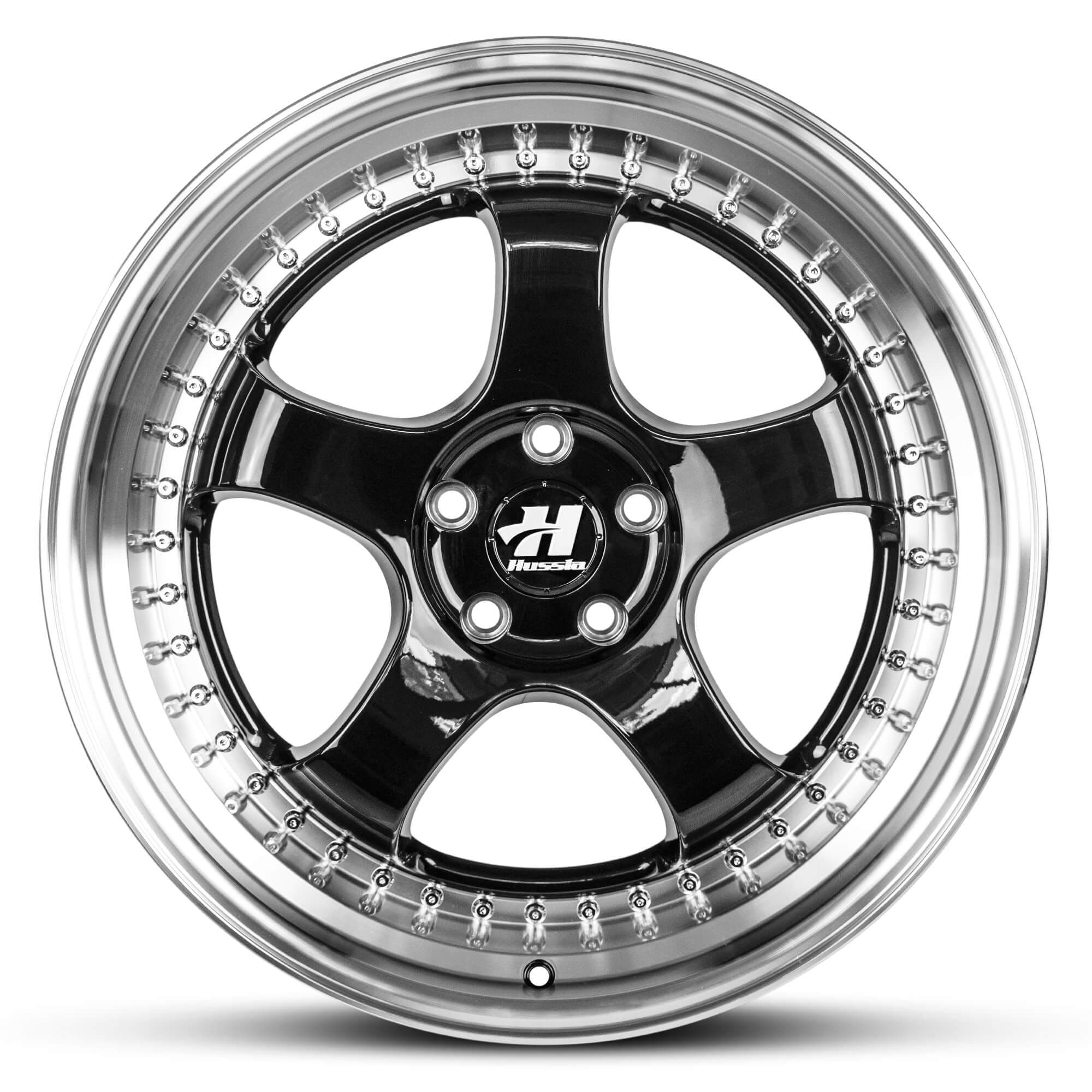 Wheel HUSSLA ZEN GLOSS BLACK CHROME RIVETS MACHINED LIP