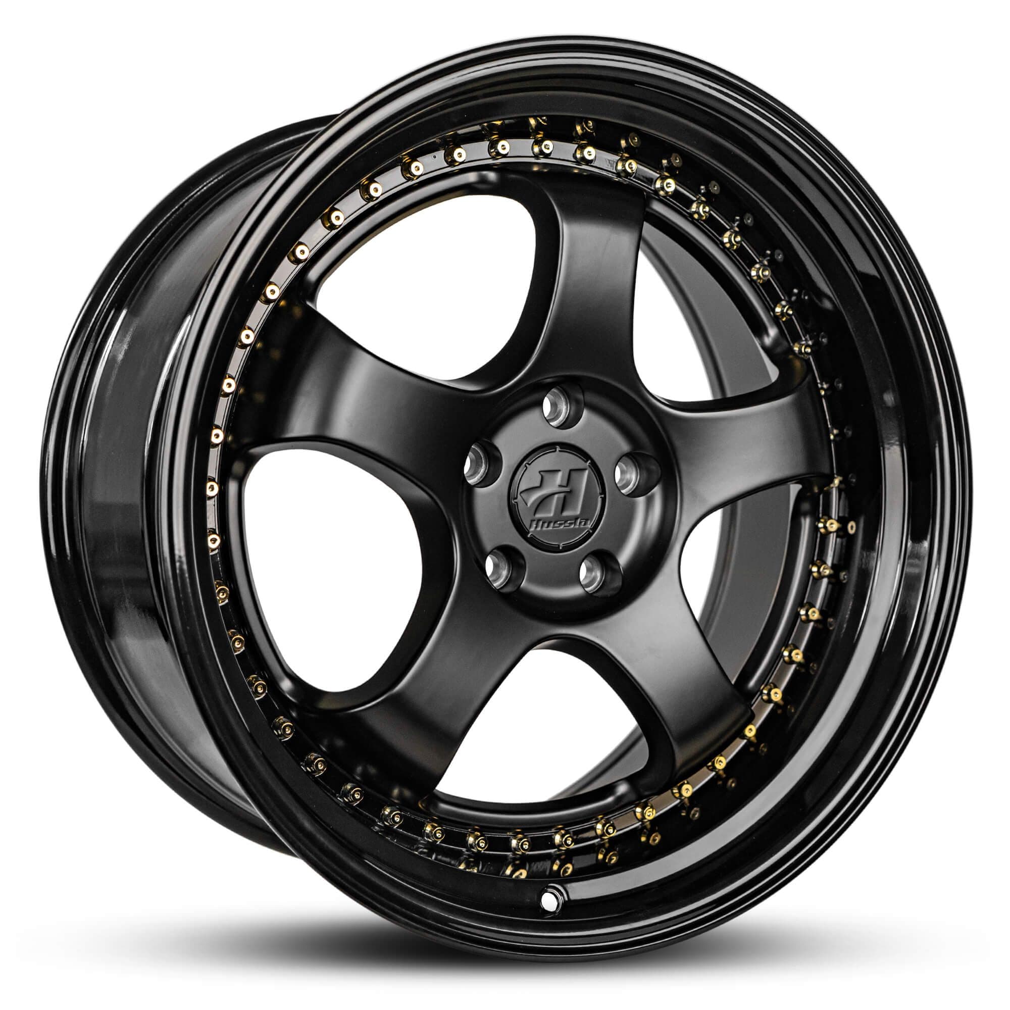 Hussla Zen Matte Black Gold Rivets Gloss Black Lip 20x10