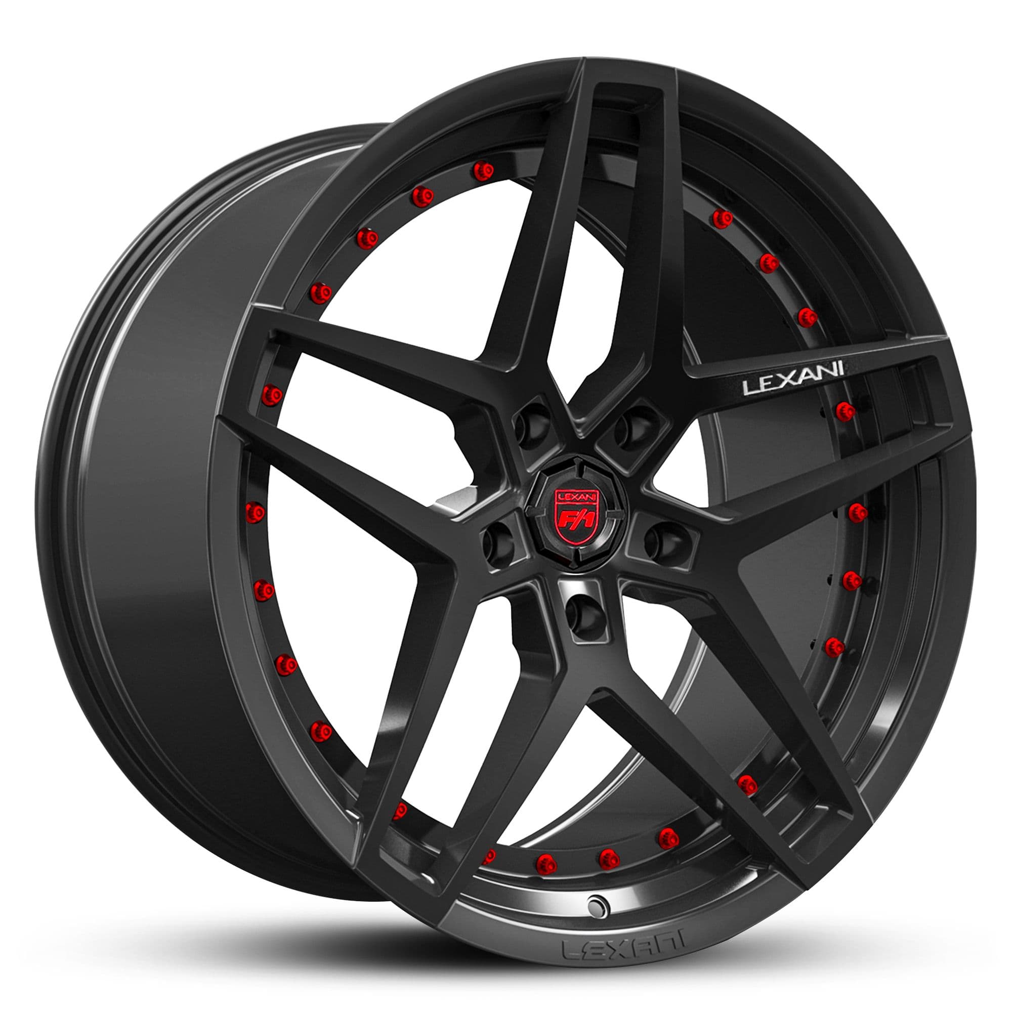 Wheel LEXANI SPIKE SATIN BLACK RED RIVETS