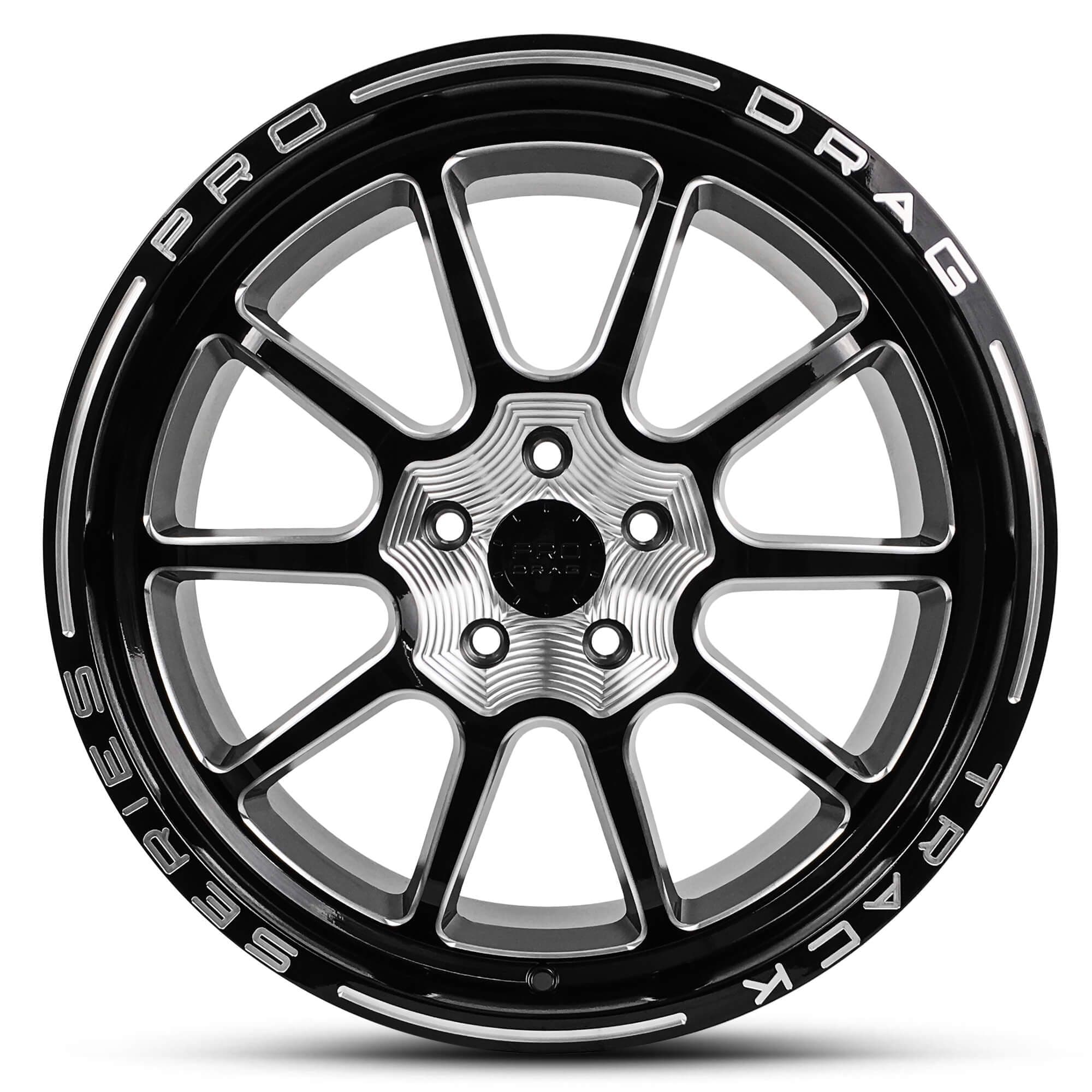 Wheel PRO DRAG TRACK SERIES GLOSS BLACK MILLED SPOKES MILLED WRITING