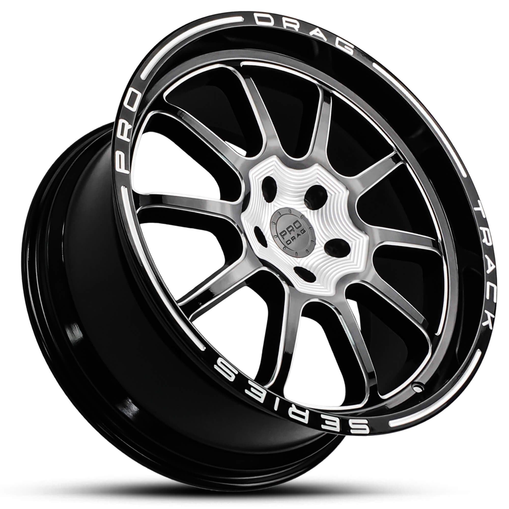 Wheel PRO DRAG TRACK SERIES GLOSS BLACK MILLED SPOKES MILLED WRITING