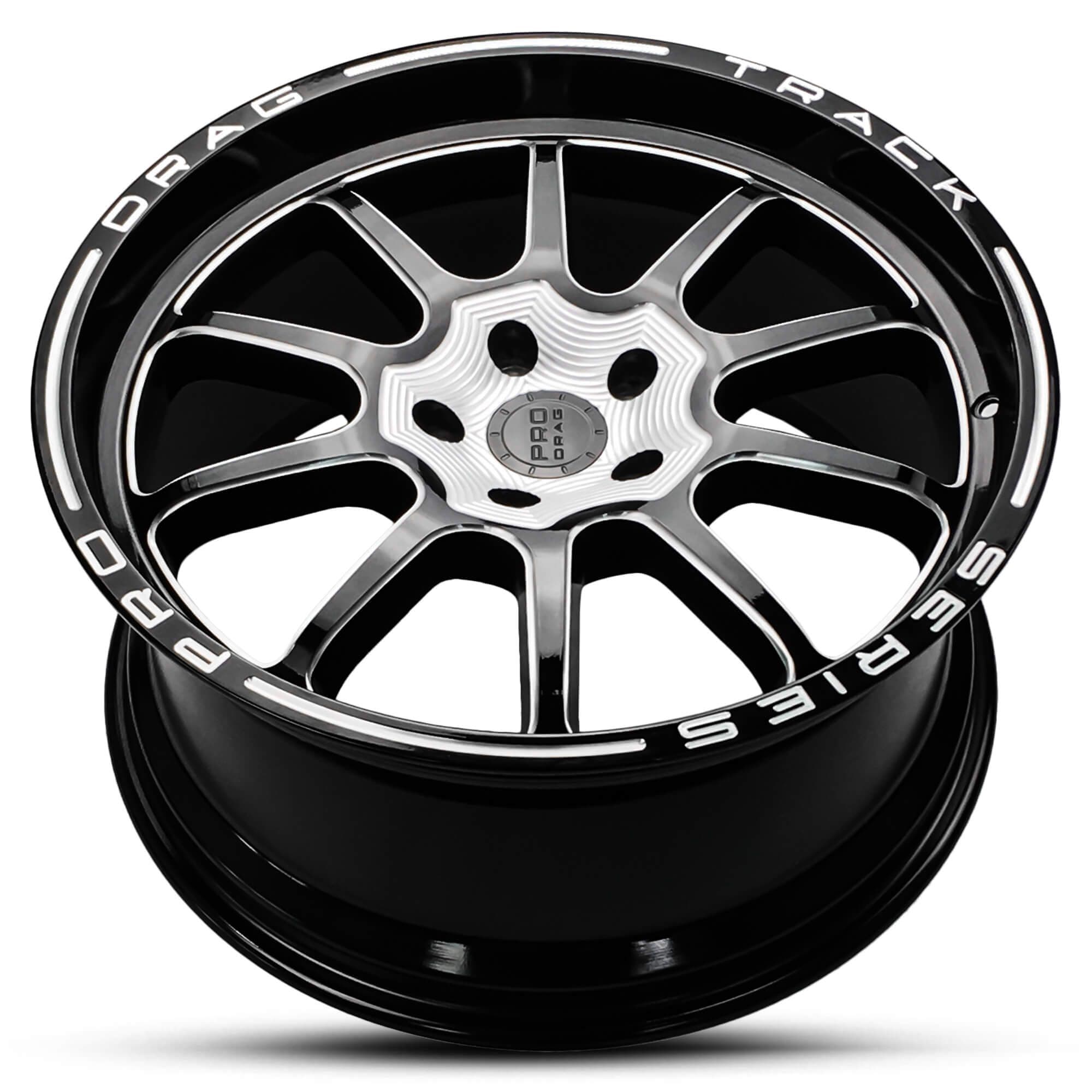 Wheel PRO DRAG TRACK SERIES GLOSS BLACK MILLED SPOKES MILLED WRITING