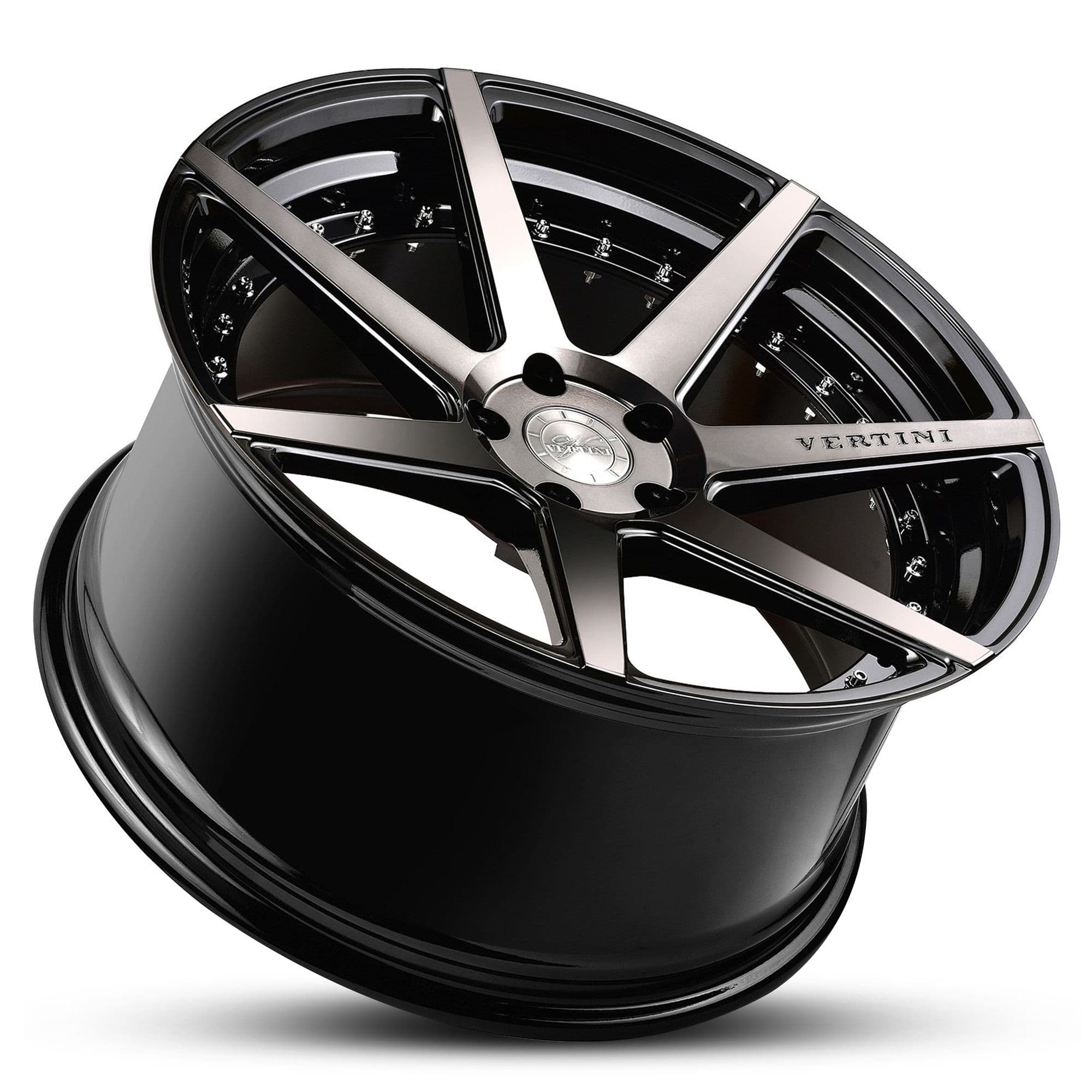 Wheel VERTINI DYNASTY GLOSS BLACK DARK TINT FACE CHROME BOLTS