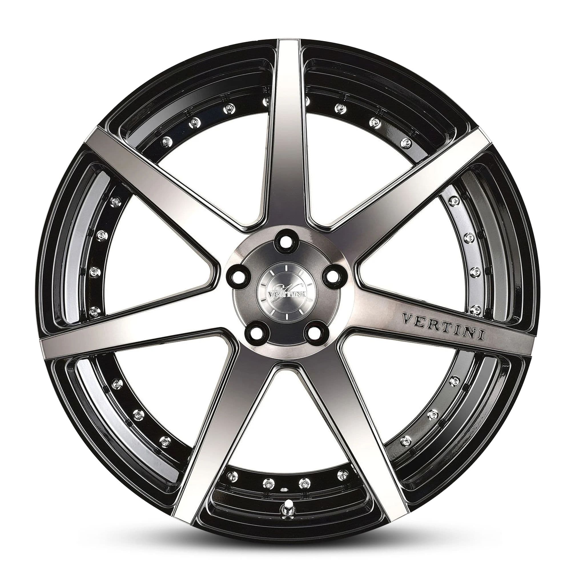 Wheel VERTINI DYNASTY GLOSS BLACK DARK TINT FACE CHROME BOLTS