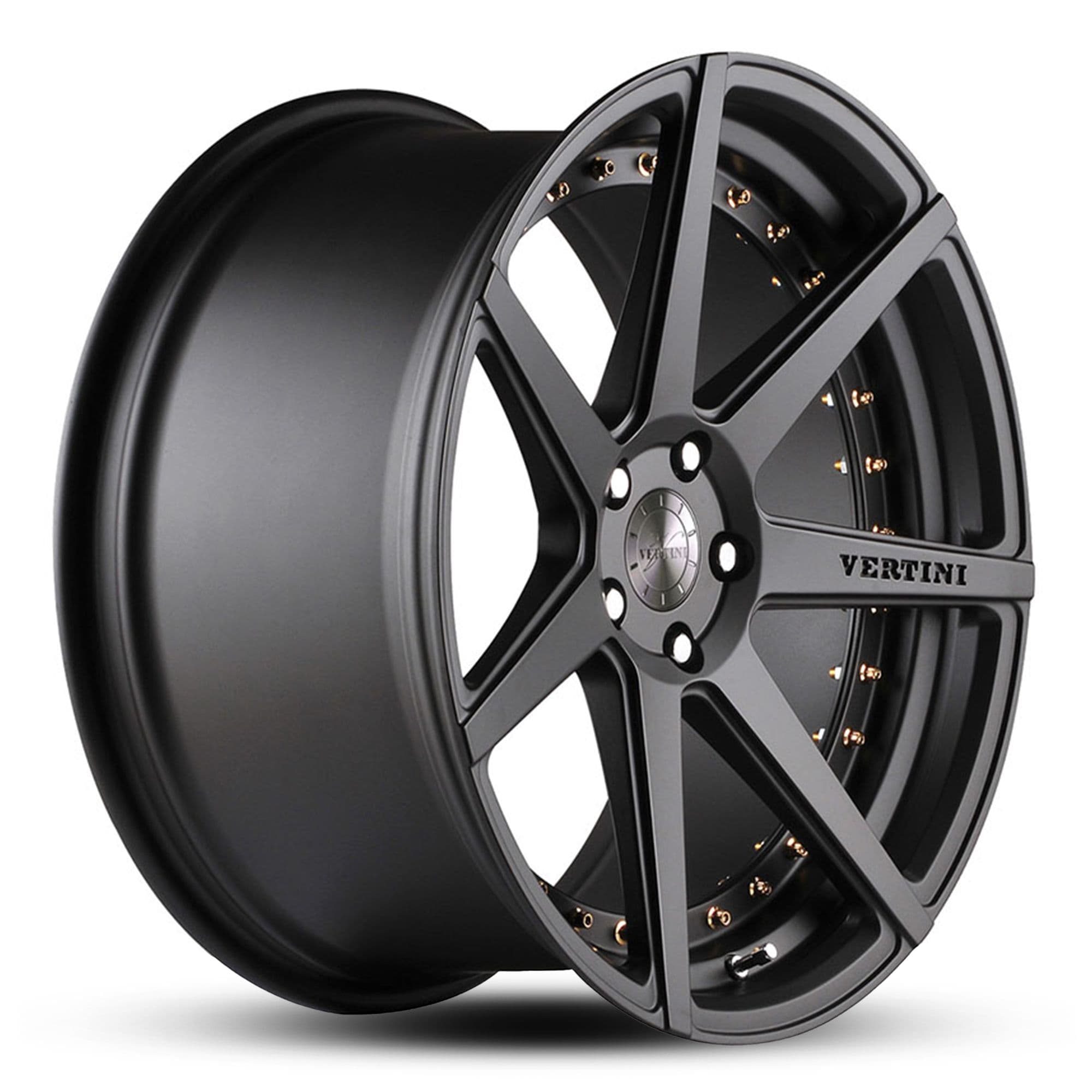 Wheel VERTINI DYNASTY SATIN BLACK GOLD BOLTS