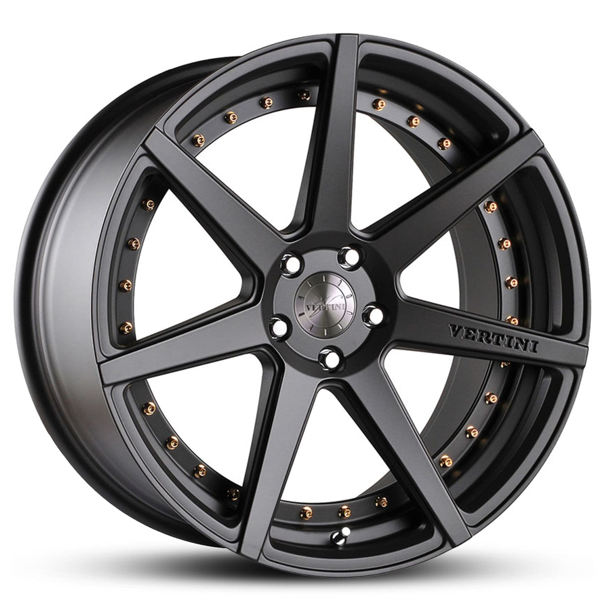 Vertini Dynasty Satin Black Gold Bolts 19x9.5