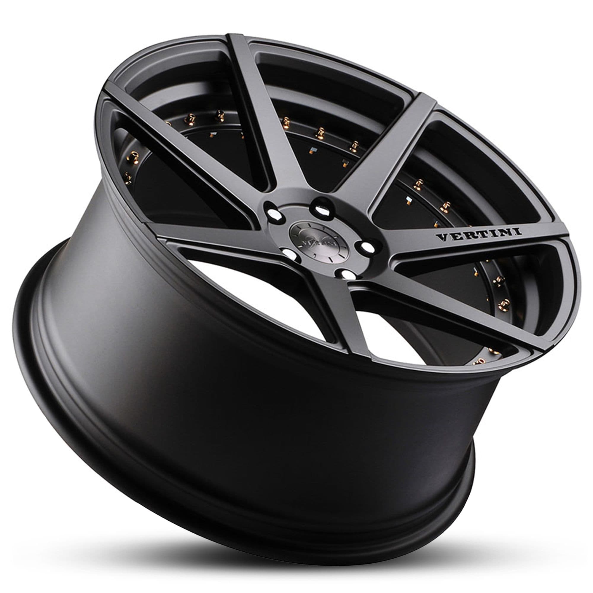 Wheel VERTINI DYNASTY SATIN BLACK GOLD BOLTS