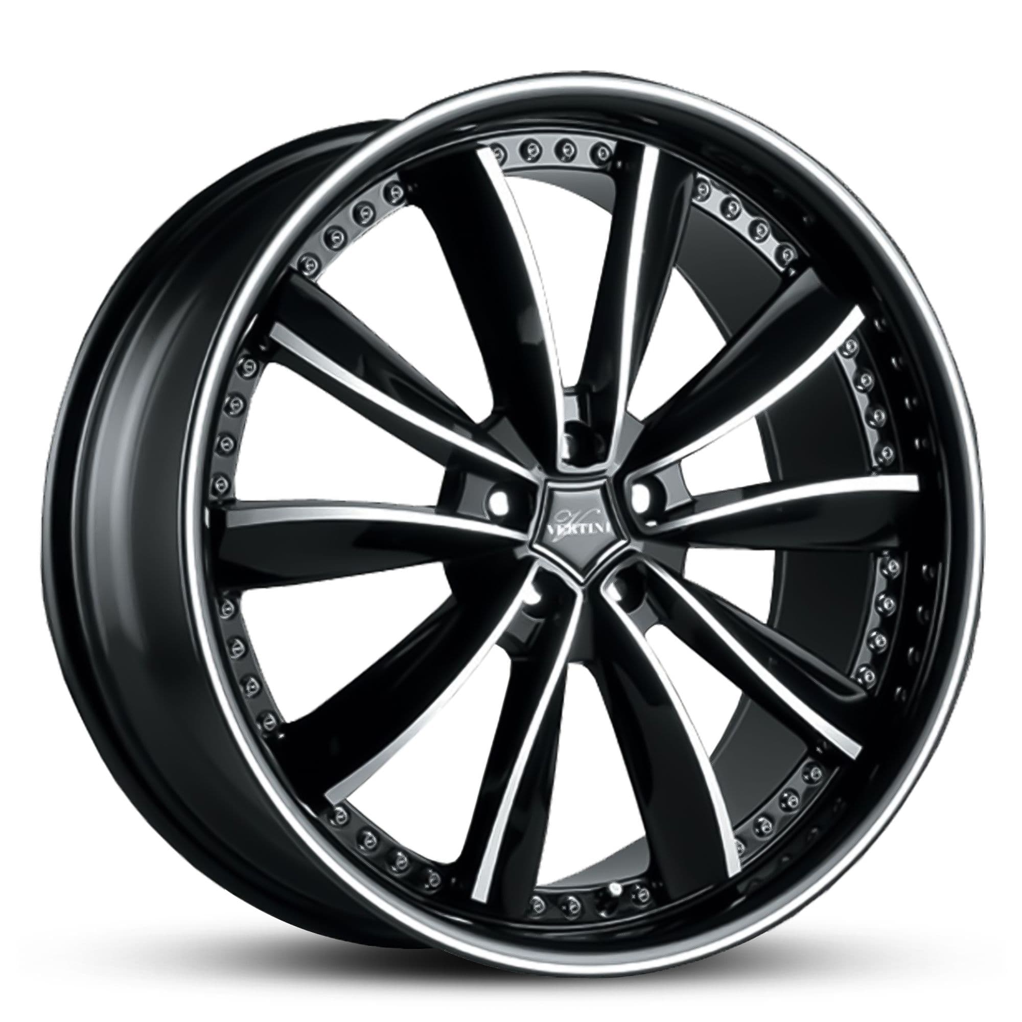 Vertini Mclaren Black Machined Face Chrome Lip 20x10